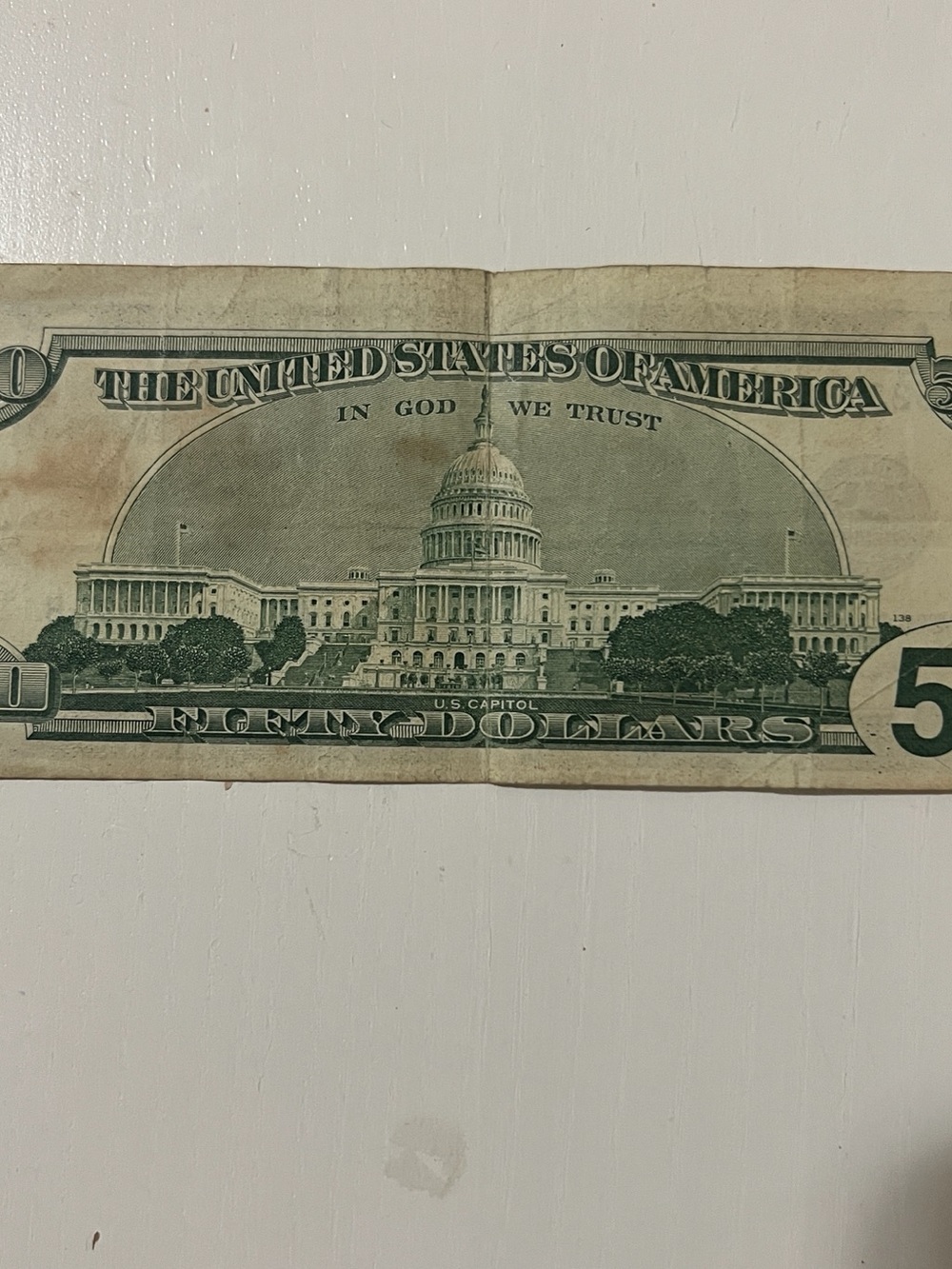 1996 50 dollar bill with cut edge Error